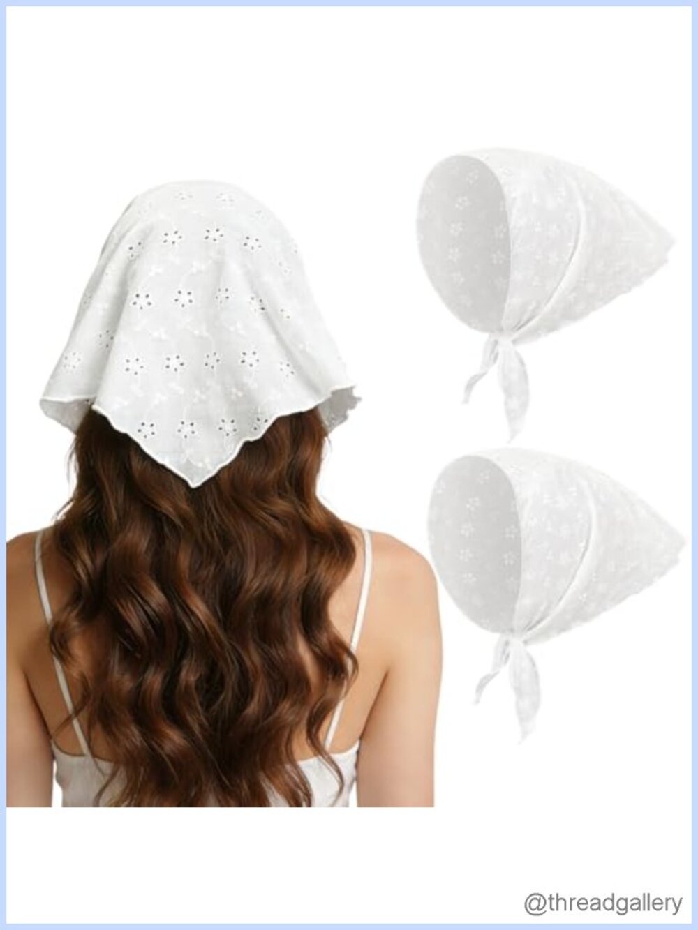 2 Piece Lace Head Bandana Set Headwraps for Women Adjustable Vintage Kerchief
